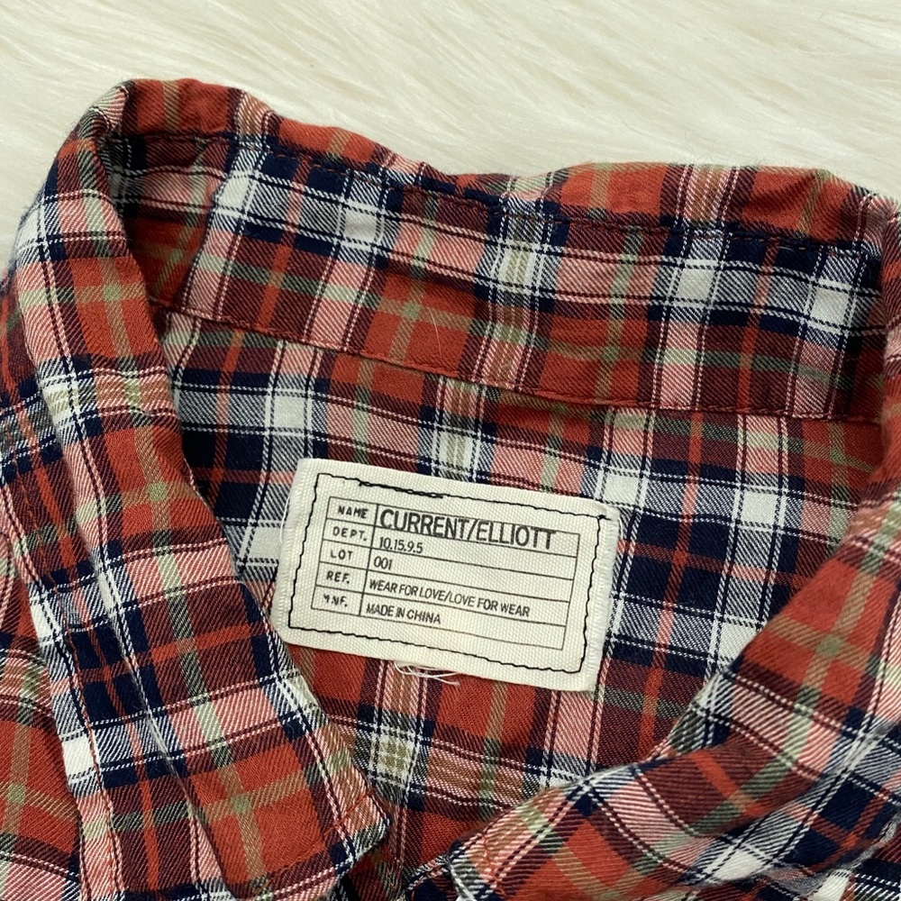 Current Elliott Red Rust Plaid Button Up Shirt Top - image 8